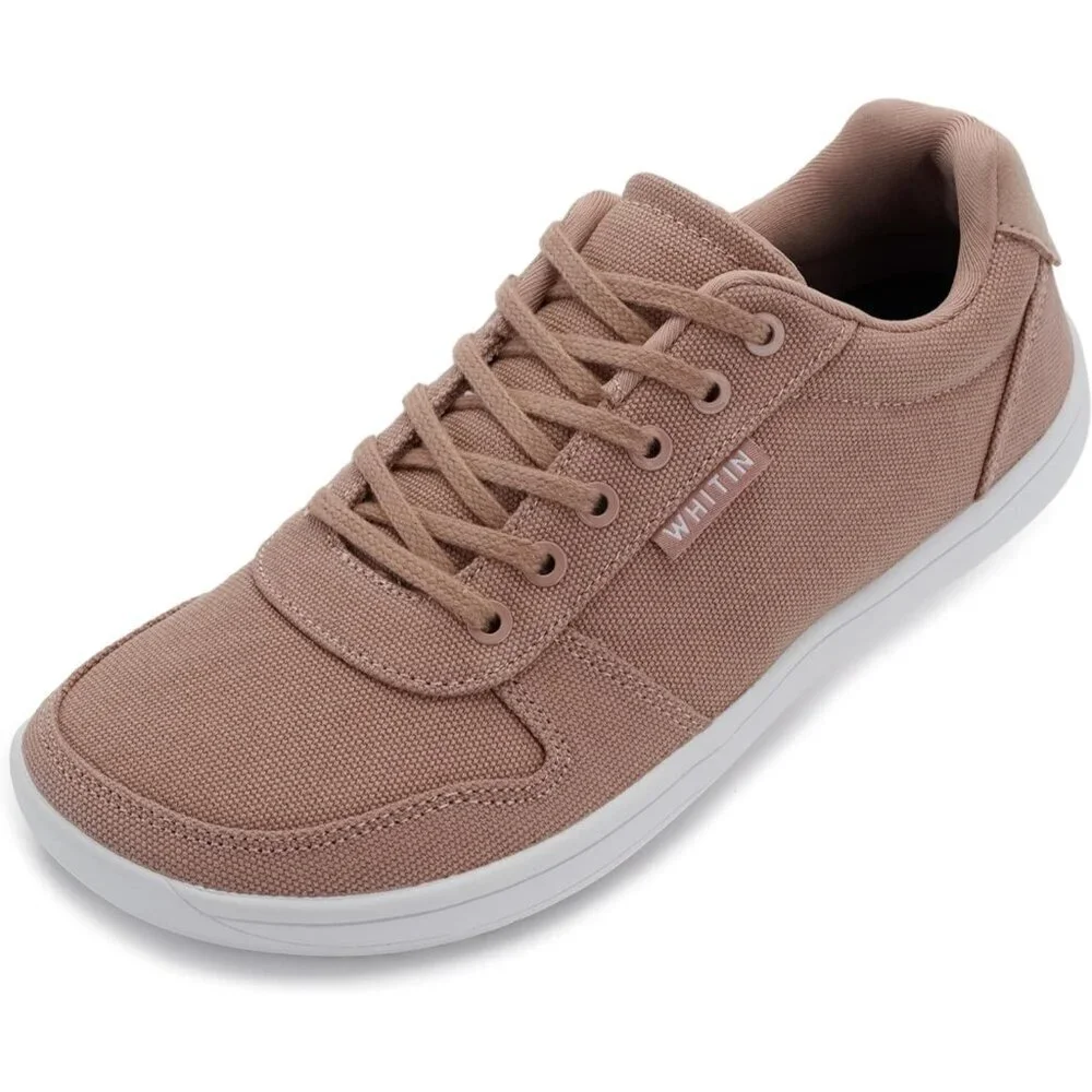 WHITIN Women's Wide Toe Box Barefoot Sneakers Canvas Minimalist Shoes Blush